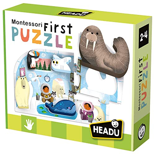 Headu - Montessori My First Puzzle The Pole Tier, Mehrfarbig, groß, MU24711