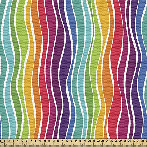 ABAKUHAUS Regenbogen Gewebe als Meterware, Strudel Vertical Waves Kunst, Schön Gewebten Stoff für Polster und Wohnaccessoires, 1M (148x100cm), Mehrfarbig