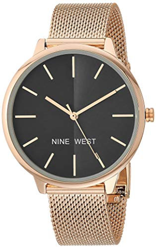 Nine West Women's Mesh Bracelet Watch Pink/Black
