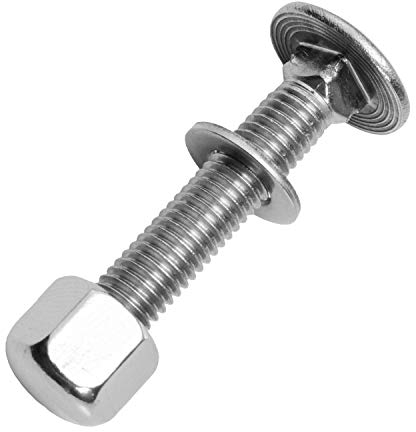 Schlossschrauben M16x40/40 mm mit Hutmuttern & Unterlegscheiben M16 aus Edelstahl A2 (100 Stück) | Flachrundschrauben - Kappenmuttern niedrige Form - Beilagscheiben von MESAROS®