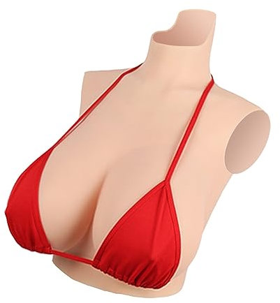 Wisfancy Silikon Brüste Brustformen Realistisch Künstliche Brüste Silikon Brustplatte Gefälschte Brustformen Gefüllt für Crossdresser Transgender Mastektomie Cosplay (Braun,D Cup-Silikon)