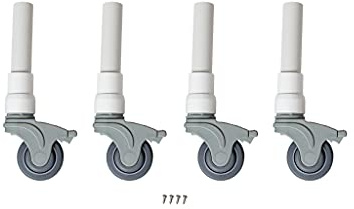3” Deluxe Replacement Shower Chair Wheels – Set of 4 Locking Rubber Casters (Smooth Stem) for Rolling & Commode Chairs – Fits Fields Outdoor Supplies RL-1