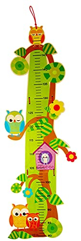 Hess Holzspielzeug 20022 - Mess-Latte aus Holz für Kinder, Serie Eule, handgefertigt, klappbar, geeignet für eine Körpergröße von ca. 80 bis 150 cm