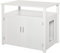 PawHut Wooden Cat Litter Box Enclosure Furniture with Adjustable Interior Wall & Large Tabletop for Nightstand, White