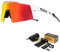 KAPVOE Polarisiert Fahrradbrille mit 4 wechselgläser TR90 Rahmen für Herren Damen Sport Radfahren MTB Sportsonnenbrille Radbrille Sportbrille Fahren Angeln Baseball Laufen 04 Rot Weiß