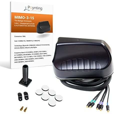 Poynting Antennas 5G/LTE KFZ/Marine A-MIMO-0003-V2-15 schwarz SMA (M) & RPSMA Adapter 1,8~4,5dbi 4G/5G/GPS/GLONASS/WIFI