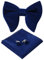 HOULIFE Fliege Herren Set - Verstellbare Fliege aus Samt Vorgebunden Fliege, einfarbige Einstecktuch, Manschettenknöpfe Set für Bräutigam Hochzeit formal mit Geschenkbox (Navy blau)