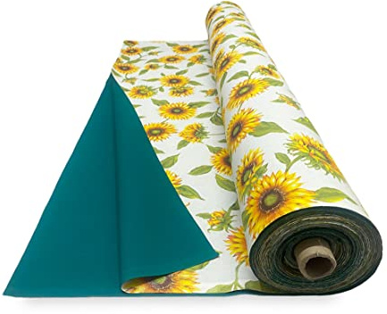 Tex family Stoff Sonnensegel bedruckt mit Sonnenblumen und grün, einseitige Seite für den Außenbereich, Garten, Balkon, Meterware, Höhe 300 cm