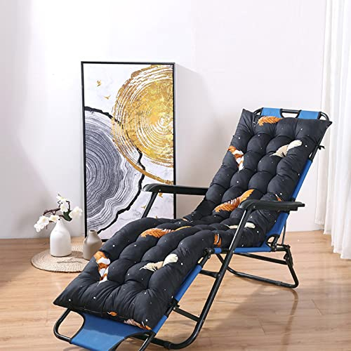 EUPXRHY Klassisches Design Extra Dicke Sitzauflagen, Extra Sanft Auflage für Relaxliege, Gartenauflagen Sun Garden für Garten, Terrasse, Liegestuhl,Schwarz,48x120cm