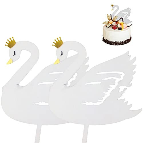 Lipfer Swan Cake Topper DIY Acryl Crown Cupcake Topper Für Geburtstag Hochzeitsfeier Kuchen Dekorationen