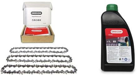 Oregon - Juego de 3 cadenas de motosierra para guías de cadena de 14 pulgadas (35 cm) y aceite de cadena orgánico de 1L, 52 eslabones de transmisión