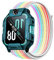 Polyjoy Kinder Nylon Armbänder kompatibel mit Watch Phone Z7/Z6/Z1 Armband, Kids Smartwatch Klettverschluss Mädchen Jungen Weich Verstellbare Ersatzbänder - Rainbow