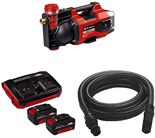 Einhell Akku-Gartenpumpe AQUINNA 36/38 F LED Power X-Change (36 V, max. 3800 L/h Fördermenge, max. 37 m Förderhöhe, ECO/BOOST, Vorfilter, inkl. 2x 4,0 Ah Akku, Twincharger, 4 m Saugschlauch)