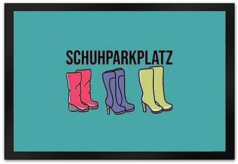speecheese Schuhparkplatz Fußmatte XL in 40x60 cm in grün mit Schuhmotiv für Frauen EIN bunter Türvorleger für deinen Eingangsbereich High Heels Fußabtreter Stiefel Türmatte Schuhe dekorativ