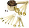 Gold Measuring Cups and Spoons Set of 16, Stainless Steel Measuring Cups Measuring Spoons for Measuring Dry Liquid Ingredients for Baking Cooking, Gold Kitchen Accessories Baking Gifts
