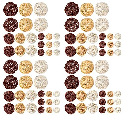VENEKA Rattan-Kugeln, Vasenfüller für Hochzeit, Party, gemischt, 3 Farben, 84 Stück