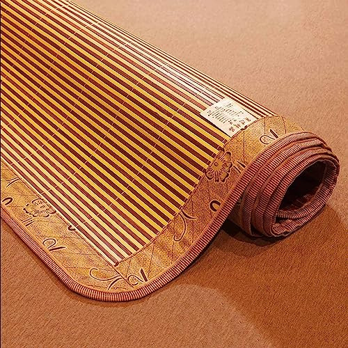HRXQ Faltbare Bambusmatte Bett Schlafen Pad Doppelseitige Karbonisierte Bambus-Bettmatte, Atmungsaktive Glatte Bambus-Matte Bett Schlafen Pad Für Wohnzimmer, 4 Größen (Size : L200xW180cm/L79xW71in)