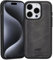 Solo Pelle Lederhülle für das iPhone 15 Pro in 6.1 Zoll Stanford Case Leder Hülle Ledertasche Backcover aus echtem Leder (Steingrau)