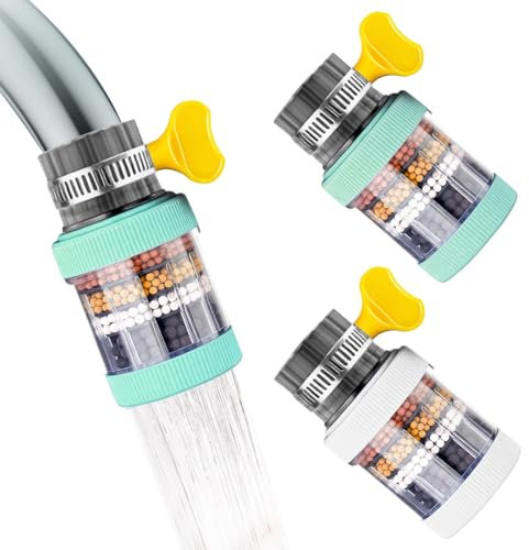 2 Pcs Faucet Water Filters, Activated Carbon Kitchen Tap Filter Removes Fluoride Water Filter Anti-Spill Water-Saving Splash Hard Water Softener Universal Water Sink Faucet Filter Set for Home Kitchen