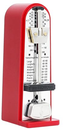 Universal Mechanisches Metronom, hochpräzises Metall-Universal-Metronom aus Metall für Schlagzeug, Violine, Ukulele, Rot