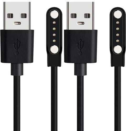 Kompatibel mit Lemfo K52 Smartwatch-Ladegerät, Blueshaweu 4-polig, magnetisch, USB, 100 cm, Ersatzladung, kompatibel mit Lemfo, Lige, Sunkta, Linwear, EIGIIS/ATEVENSE/ESFOE/K52 1,39 Militär (schwarz +