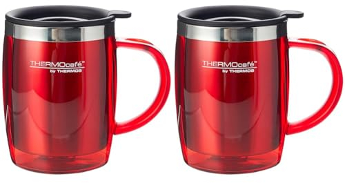 Thermos ThermoCafé 187094 Translucent Desk Mug, Red, 450 ml (Pack of 2)