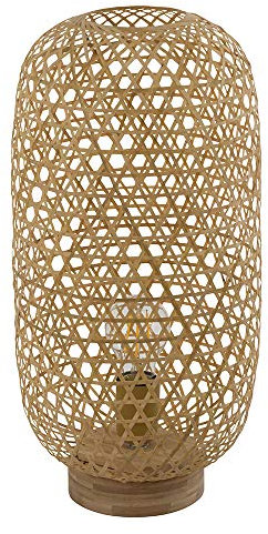 GLOBO Tischleuchte Bambusgeflecht Tischlampe Bambus Beistellleuchte Boho Wohnzimmer, natur, Fernbedienung dimmbar, 1x RGB LED 8,5W 806Lm warmweiß, DxH 22x46 cm