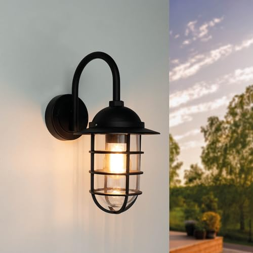 Ledvion Moderne Wandleuchte Außen, Schwarz, E27-Fassung, IP44, Außenleuchte, Außenbeleuchtung, Gartenbeleuchtung, Fassadenbeleuchtung, Außenwandleuchte, Wandlampe