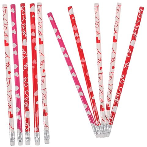 STOBOK Bleistifte Mit Elegantem Herzmuster 50 Stück Gemischte Farben Skizzenstifte Mit Radiergummi Für Jungen Und Mädchen Erwachsene