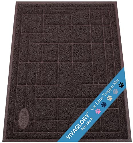 VIVAGLORY Tapis pour Bac à Litière, Tapis Durable pour Litière, Chiens et Petits Animaux, Sécuritaire et Non Toxique, 60×43 cm, Marron