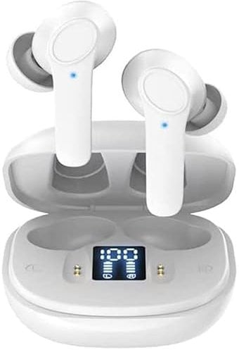 Wireless Earbuds For iPhone 15 / 15 Pro / 15 Pro Max / 15 Plus Earbuds 5.3 Bluetooth Earphones Headphones IPX6 in-Ear USB-C Charge Smart Touch 35H Playtime LED Display Deep Bass Stereo Sound (WHITE)