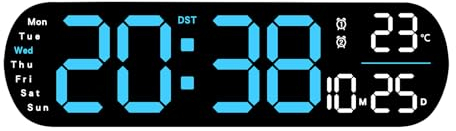 HZDHCLH Digitale Wanduhr, LED-Digitaluhr mit Fernbedienung,Timer und Countdown, Große Uhr mit atmendes Licht, Datum, Woche, Temperatur für Zuhause, Küche, Fitnessstudio und Büro