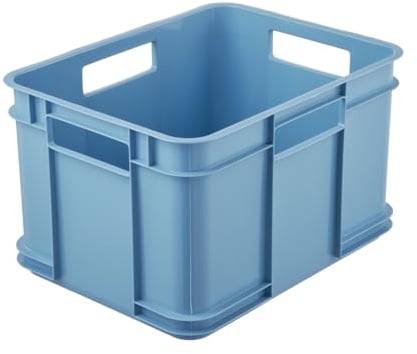 keeeper Transportbox mit Tragegriffen, Euro-Box M, 16 l, 35 x 27 x 22 cm, Bruno Eco Line, Blau (Eco Sky Blue)