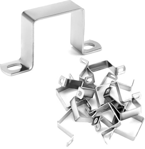 QWORK® 12 Stück U Förmige Verbinder Halterung 43x46 mm - Quadratrohrschelle aus 304 Edelstahl für Strebenkanal, U Profil, Vierkantrohre