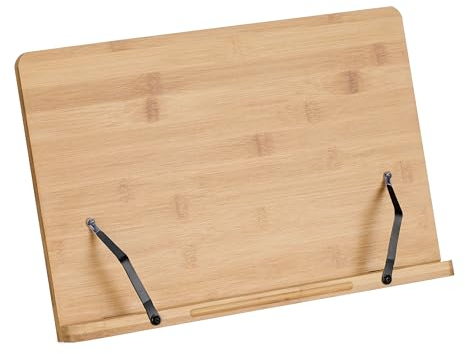Relaxdays Leseständer, Bambus, 7 Neigungswinkel, klappbar, Buchablage H x B: 24,5 x 39 cm, für Bücher & Tablets, Natur