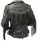 AAOutfitz Damen-Bikerjacke aus Leder mit Fransen und Nieten, Schwarz - Echtleder, 38