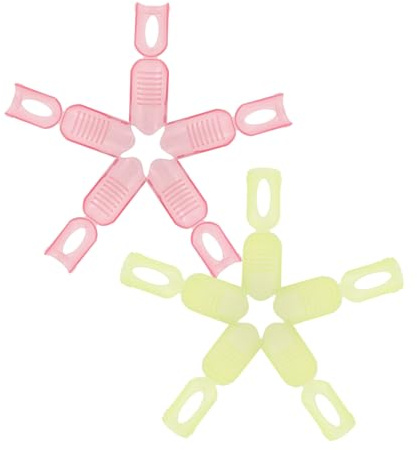 BIUDECO 10pièces Lot De Pinces Plastique Pour Retirer Le Vernis à Ongles Avec Capuchon Plastique Ajustable (rose Foncé, Semi-transparent Jaune)