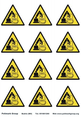 Panneaux de danger – Signalisation de sécurité – Pictogrammes autocollants prédécoupés en PVC Format A4 – Adhésif HI-GRIP de haute qualité (robot en mouvement – 60 mm (à partir de 12 étiquettes)