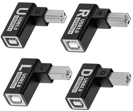 chenyang 4 Pack USB 2.0 Typ B Druckerstecker auf Buchse 90 Grad abgewinkelter Gender Changer Anschlussadapter für Disk Scanner Piano Decoder