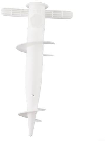 17) Pied de parasol robuste et fiable, réglable pour la plage ou la terrasse, pour rester protégé du soleil (blanc)