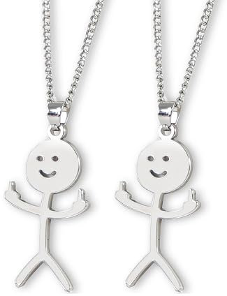 YUGUOLAN 2 Stücke Lustige Sachen, Freundschaft Ketten, Matching Necklace, Smiley Kette, Lustige Graffiti-Halskette, Silberne Smiley Finger Halskette, Für Einen Guten Freund