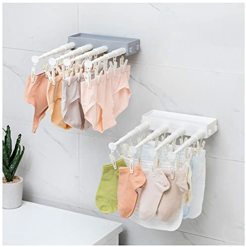 Wäscheständer, 2-teilig, Wandmontage, Handtuchhalter für das Badezimmer zu Hause, zusammenklappbar, ohne Bohren, Trockenständer, mehrere Clips