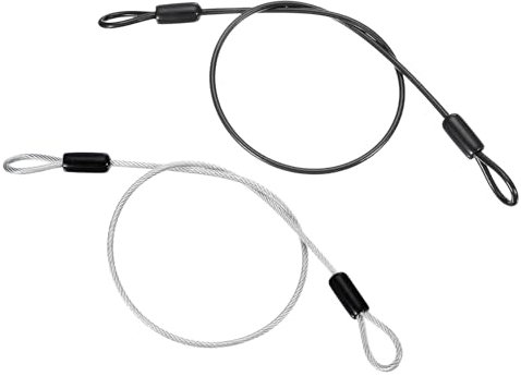 PATIKIL Câble en Acier Inoxydable Gainé de Vinyle de 1/8 de Diamètre avec Boucles, Corde Flexible de 1,6 Pieds (20) pour Chaîne de Sécurité, Noir/Translucide