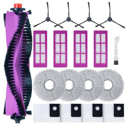 Fixbetter Kit de accesorios para aspiradora Eureka J15 Pro Ultra, piezas de repuesto para robot aspirador. 1 cepillo de rodillo principal, 4 filtros Hepa, 4 almohadillas de fregona, 4 cepillos