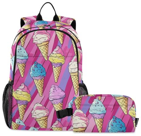 miaozhen Mochila infantil de helado para niños con fiambrera, bolsa de almuerzo para niños, bolsa escolar y lonchera para niños de 7 a 10 años, Helado infantil, 1 size, Mochilas Daypack
