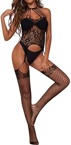 Sexiga Underkläder Spets Body Damer Hot Babydoll V-Ringad Nattplagg Pyjamas Transparent Set för Kvinnor Nattkläder Förförisk Bodystocking Babydoll Négligé Sexy