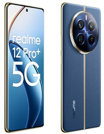 realme 12Pro+ 5G Smartphone 8+256 GB, Pantalla Curva 6.7 120Hz, Cámara 50MP Sony IMX890 con OIS y Zoom Óptico 3X, Batería 5000mAh con Carga Rápida 67W, Procesador Snapdragon 7s de 2ª Generación, Azul