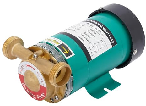 Booster Pumpe Automatische Heißes Kaltes Wasser Druckpumpen Zirkulationspumpe Auslass Warmwasserpumpe Messing Wasser Durchflussschalter für Haus Teichbrunnen 20x12x10cm 120W 25l min