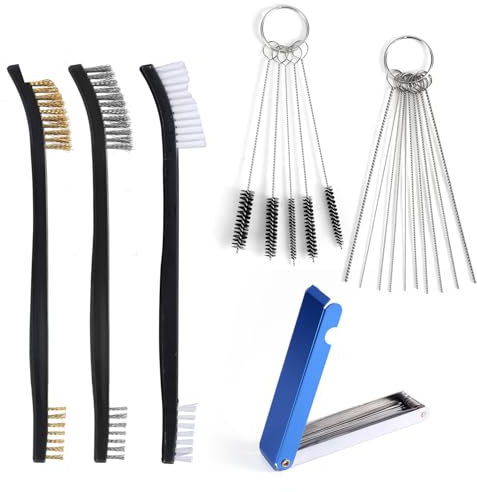Gosknor Carburetor Cleaning Kit, Carb Torch Tip Dirt Cleaner Set 3 Double-Ended Polishing Brushes 5 Cleaning Brushes 23 Needles for ATV Welder Motorcycle Spray Guns Torch Tips
