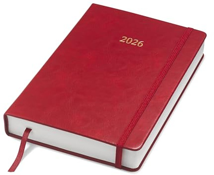 Wykeham's Executive 2026 Daily Journal Planner – US Public Holidays & Format – Customization Available (Crimson, 8.5×5.5)